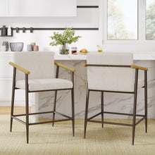 Load image into Gallery viewer, Mid Century Modern Counter Stool Set With Iron Frame
