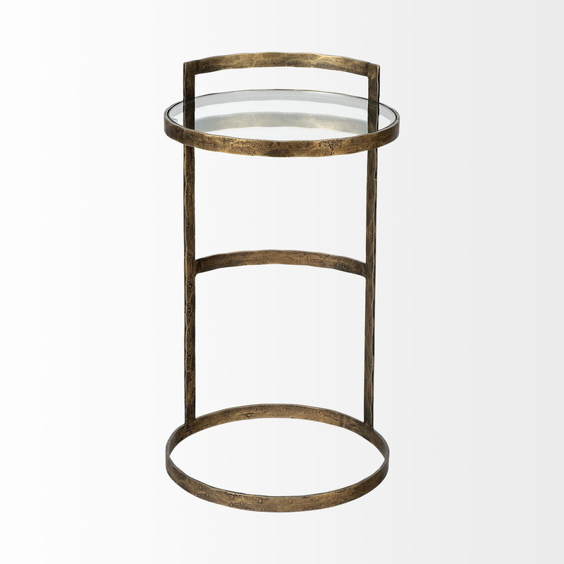 Glass Round End Table - Gold And Clear