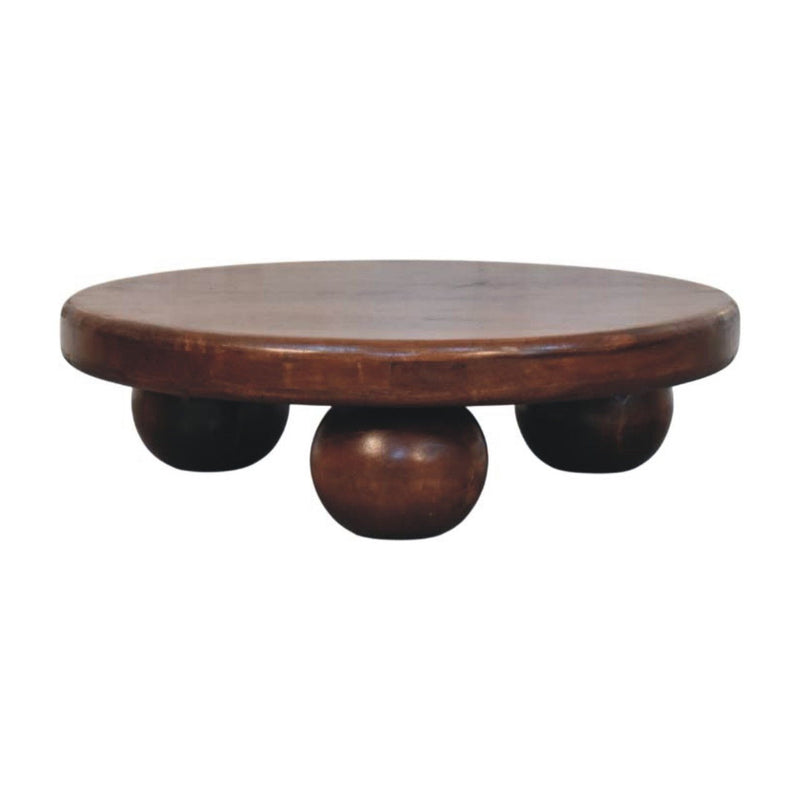 Round Coffee Table With Eight Drawers - Brown