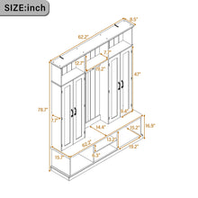 Load image into Gallery viewer, Entryway Hall Tree With Bench, 3 Top Cubbies &amp; Bottom Storage Space
