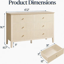 Load image into Gallery viewer, Modern 6 Drawer Fluted Dresser
