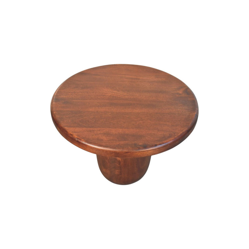 Round Coffee Table With Three Drawers - Brown