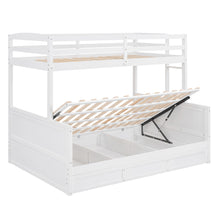 Load image into Gallery viewer, Wood Twin over Full Bunk Bed with Hydraulic Lift Up Storage, White
