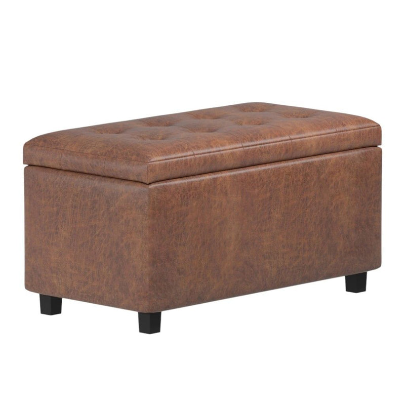 34" Upholstery Storage Ottoman - Dark Brown / Brown