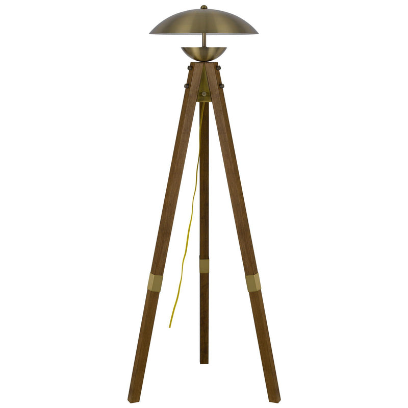 Tripod Floor Lamp With Antiqued Brass Dome Shade - Brass