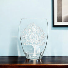 Load image into Gallery viewer, Tree Of Life Oval Free Table Vase - Clear / White
