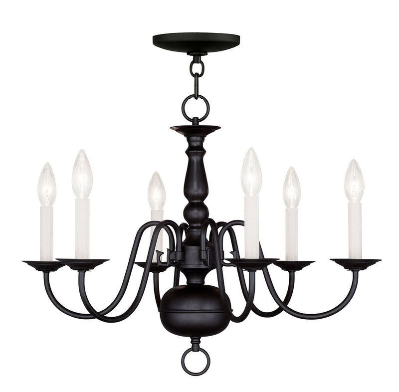18" Six Light Dimmable Chandelier With Shades - Black