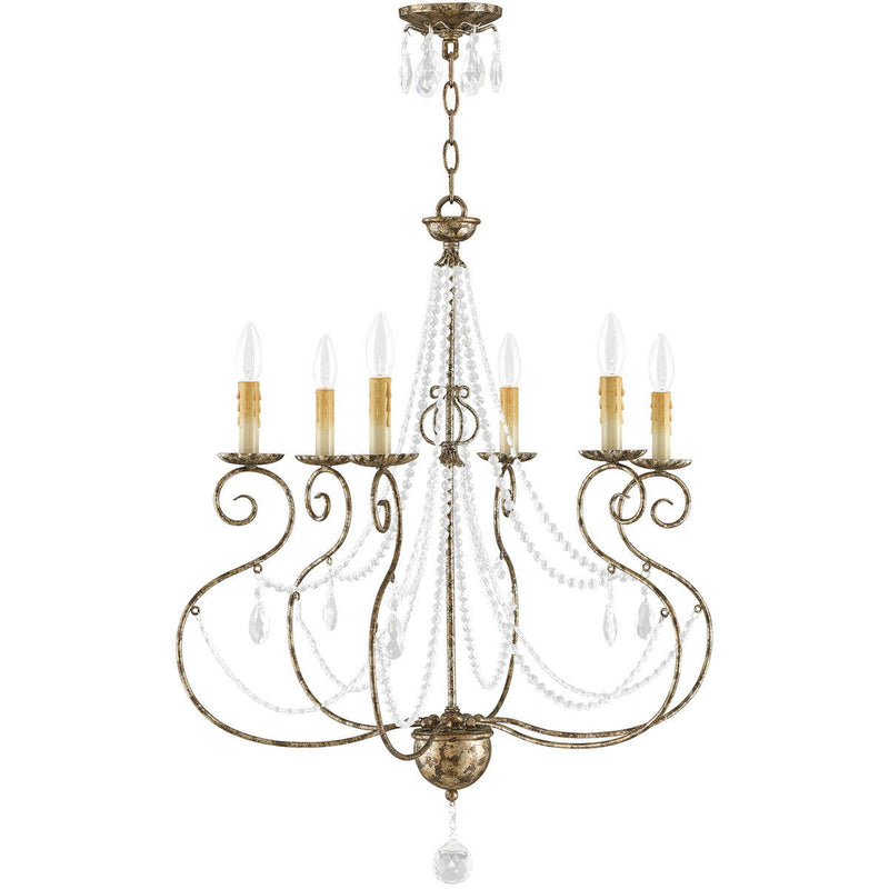 33'' Six Light Dimmable Chandelier With Shades - Bronze