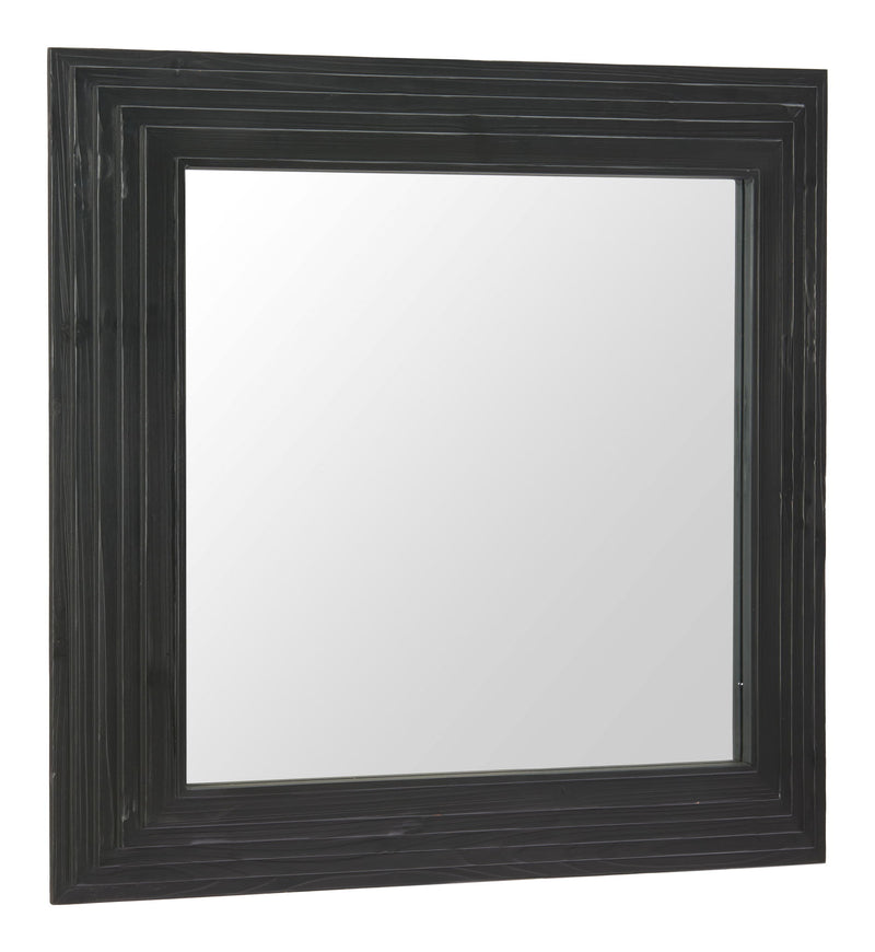 34" Glass Square Rope Hanging Accent Mirror - Black