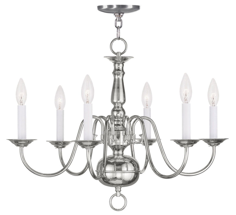 18'' Six Light Dimmable Chandelier With Shades - Nickel