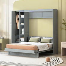 Load image into Gallery viewer, Murphy Wall Bed With Shelves, Wardrobe And LED Lights
