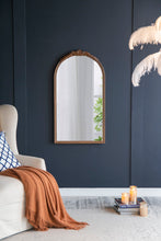 Load image into Gallery viewer, Hand Carved Rose Antique Mirror Frame, Wood Arch Mirror Wall Decor For Living Room
