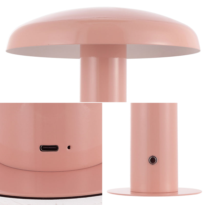 Round USB Table Lamp With Globe Shade - Pink