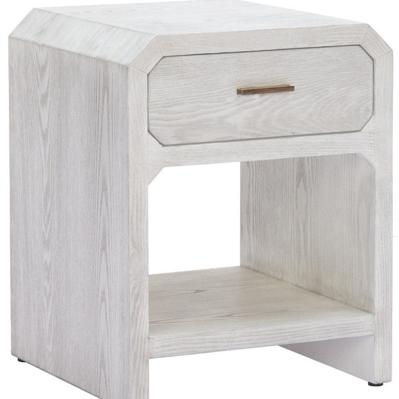 20" Pedestal End Table With Drawer - White