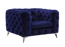 Load image into Gallery viewer, Fabric And Black Tufted Arm Chair 41" - Blue
