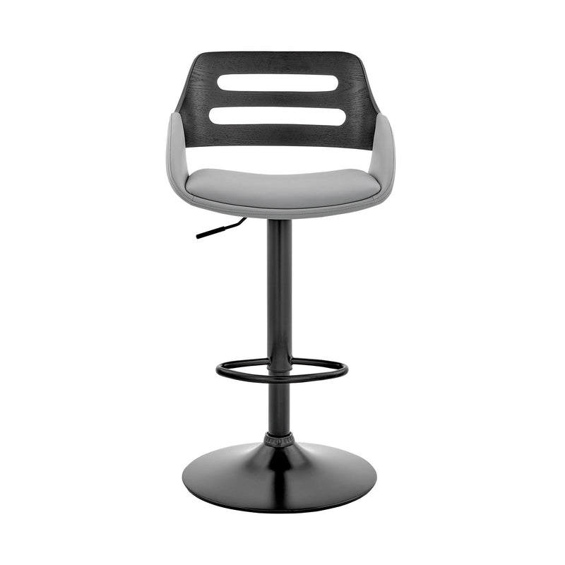 Iron Swivel Low Back Adjustable Height Bar Chair - Light Gray And Black