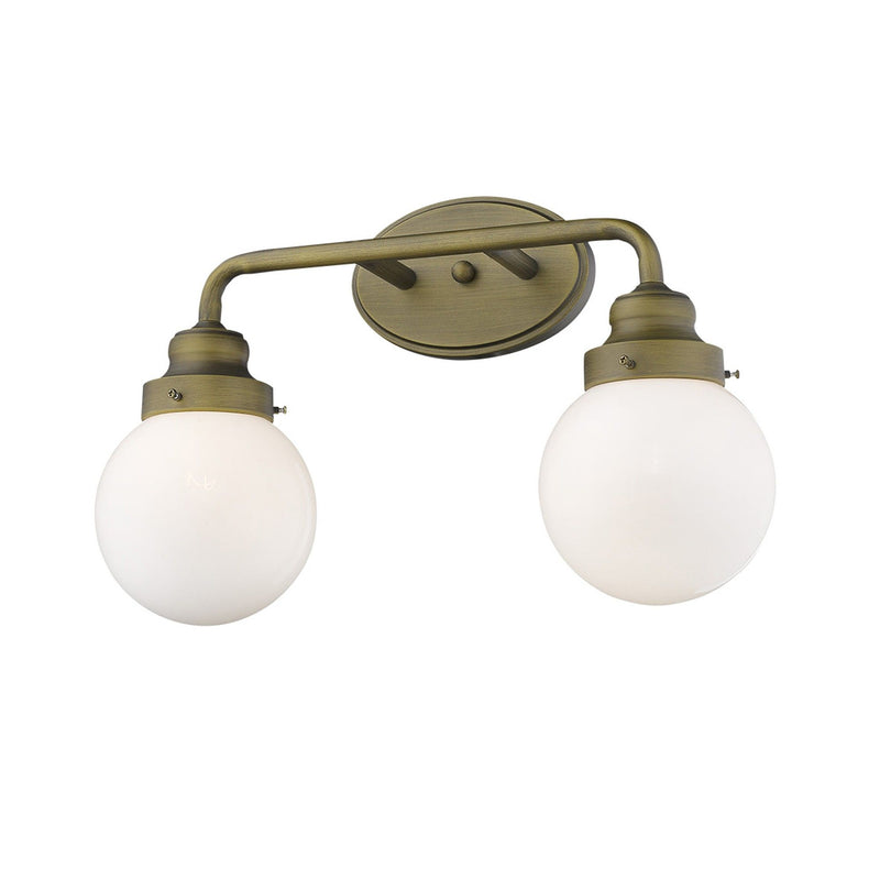 Two Light Wall Sconce With Round Glass Shade - Gold