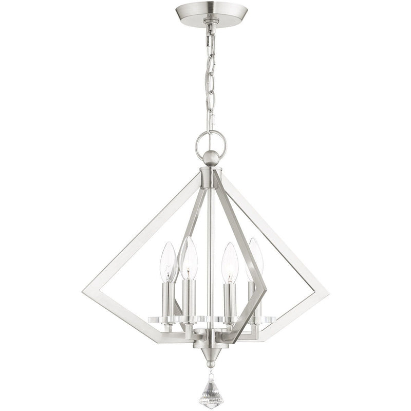 19" 4 Light Dimmable Chandelier With Shades - Nickel