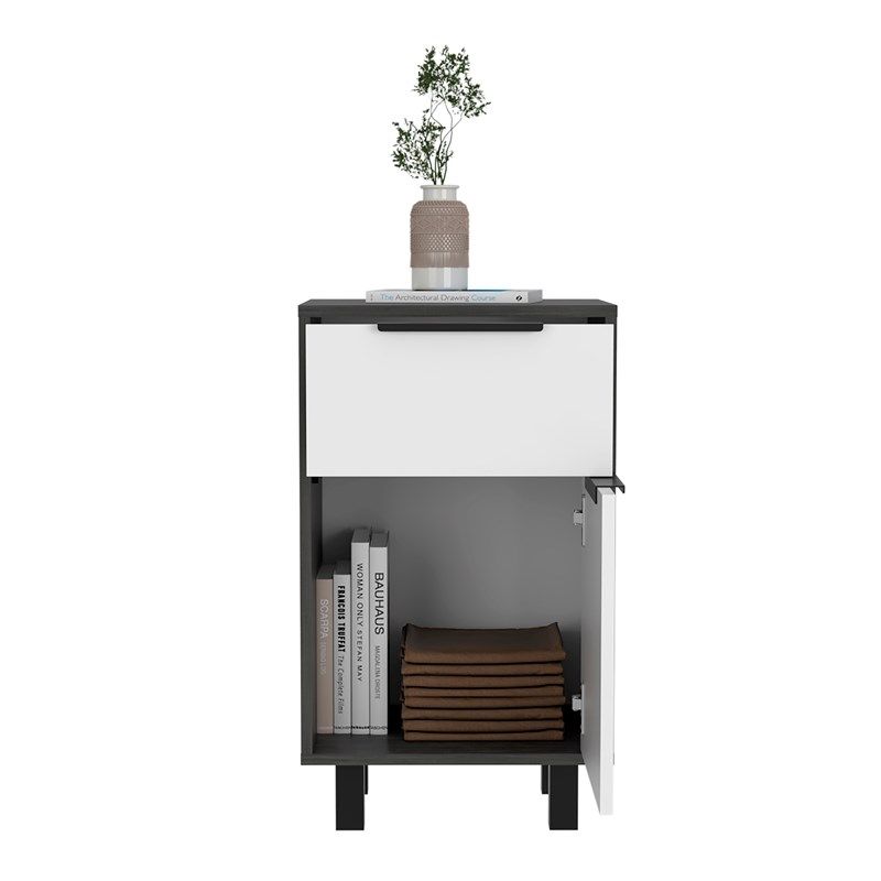 Stylish And Contemporary Bedroom Nightstand - Smokey Oak And White