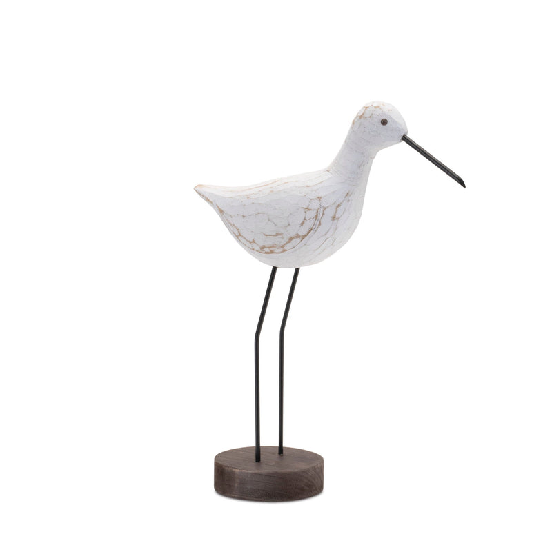 Wood And Metal Bird Figurine (Set of 2) - White And Brown