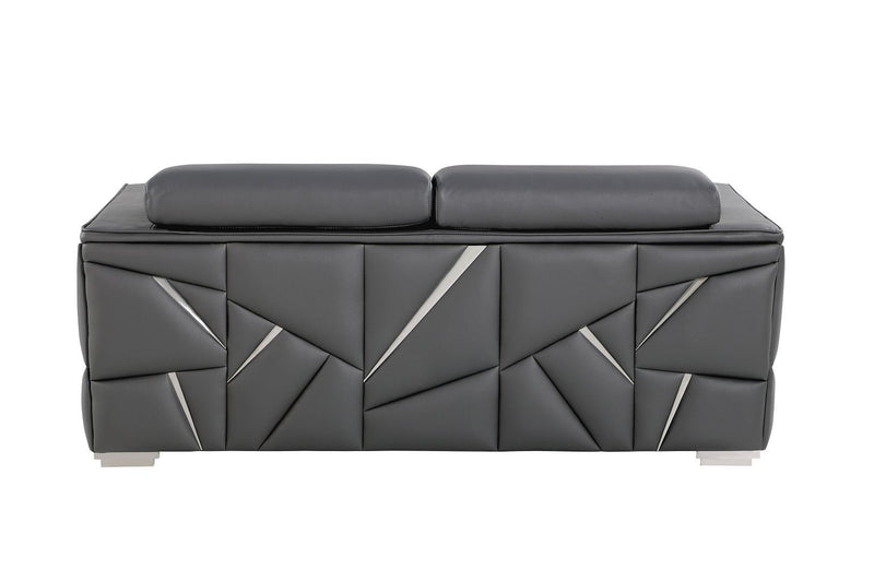 Italian Leather Sofa (720401) - Dark Gray