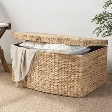 Load image into Gallery viewer, Rectangular Curve Water Hyacinth Woven Wicker Trunk With Handles For Clothes Toys Magazines And Book Storage - Natural / Light Brown
