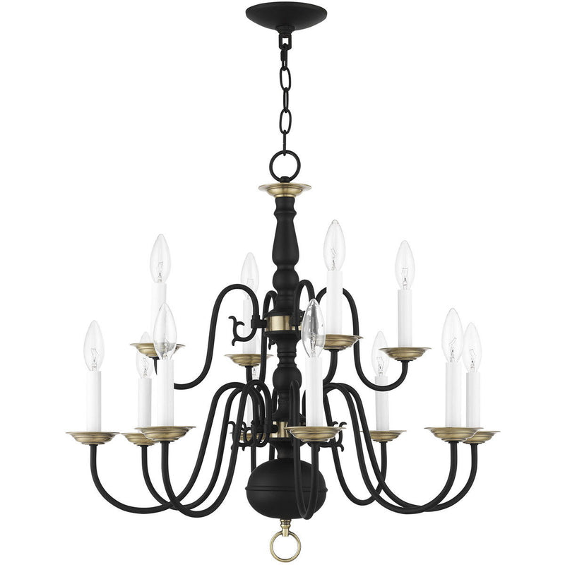 Twelve Light Dimmable Chandelier With Shades - Black