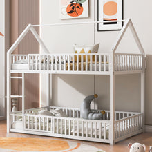 Load image into Gallery viewer, Metal House Bunk Bed With Fence And Door
