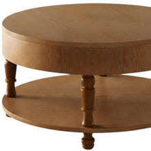 Load image into Gallery viewer, Round Coffee Table With Hidden Storage Shelf - Natural
