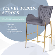 Load image into Gallery viewer, Velvet Fabric Counter Height Bar Stools (Set of 2)
