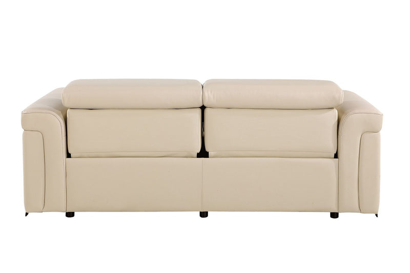 Italian Leather Reclining USB Sofa (720379) - Beige