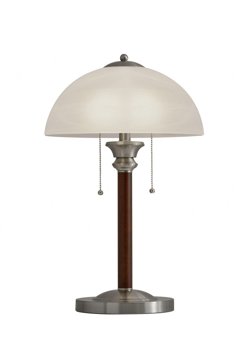 23" Metal Standard Table Lamp With White Shade - Silver