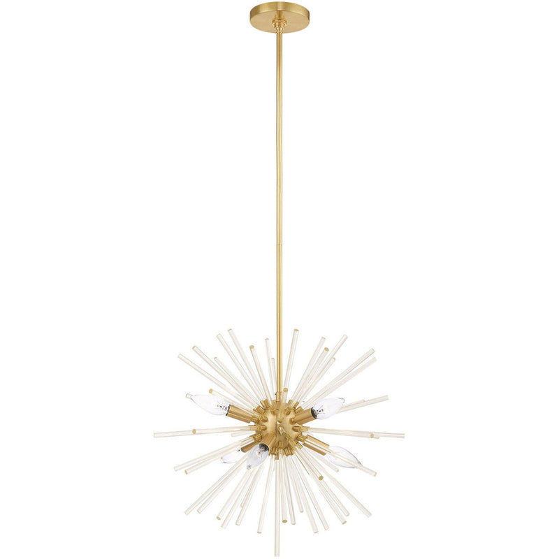 25'' Six Light Dimmable Chandelier With Shades - Brass