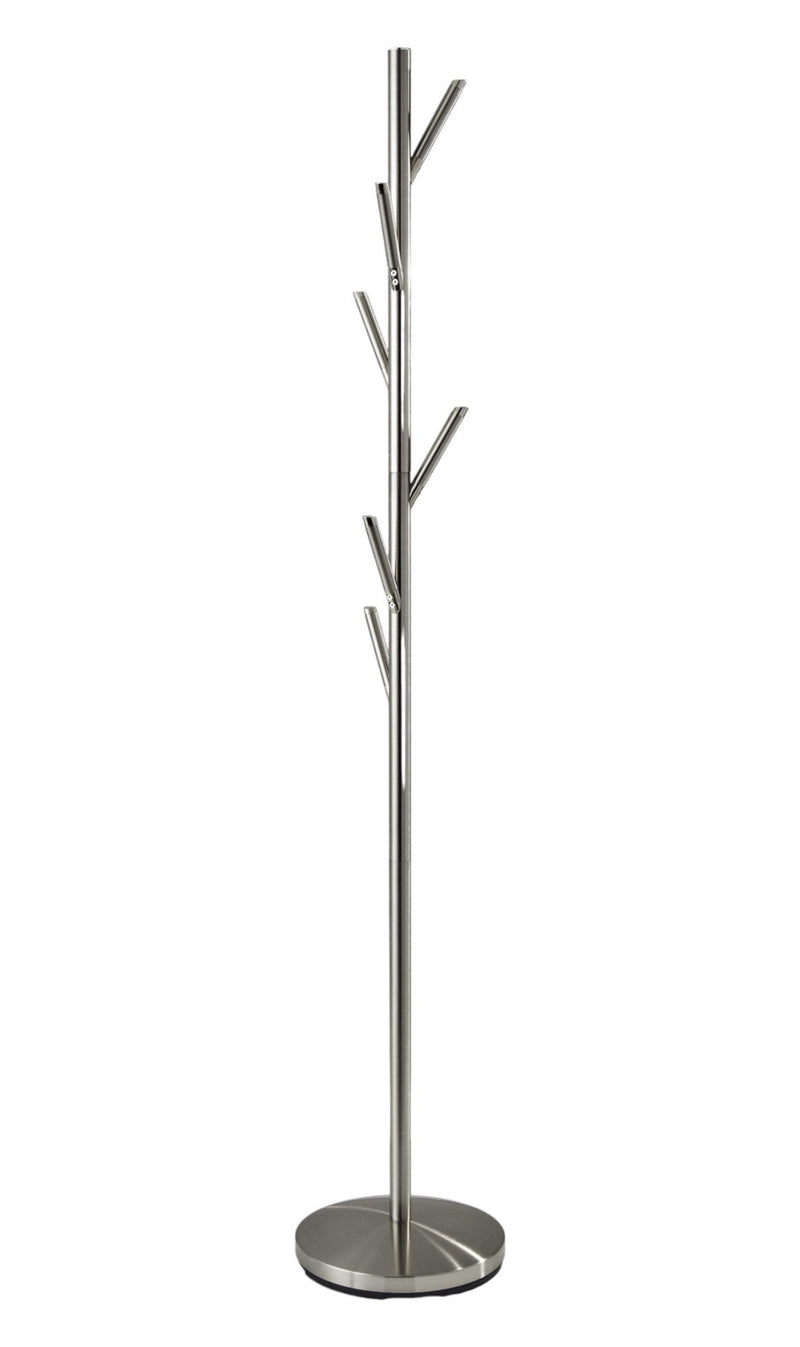 67" Brushed Steel Coat Tree Rack - Silver