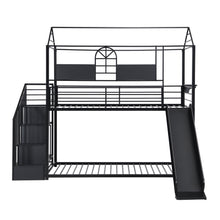 Load image into Gallery viewer, Metal bunk bed with slide and steps
