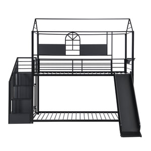 Metal bunk bed with slide and steps