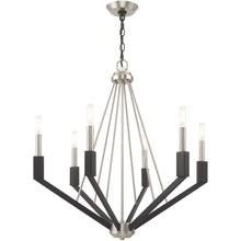 Load image into Gallery viewer, 27" Six Light Dimmable Chandelier With Shades - Nickel
