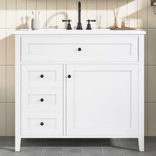 Load image into Gallery viewer, Bathroom Vanity With Sink, 3 Drawers &amp; Cabinet With Adjustable Shelves
