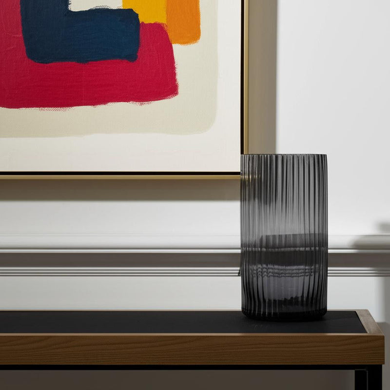 Cylinder Ribbed Table Vase (608312) - Black