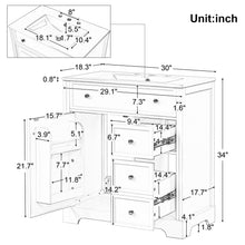 Load image into Gallery viewer, Bathroom Vanity With Sink Top, Cabinet With Door And 2 Drawers - White
