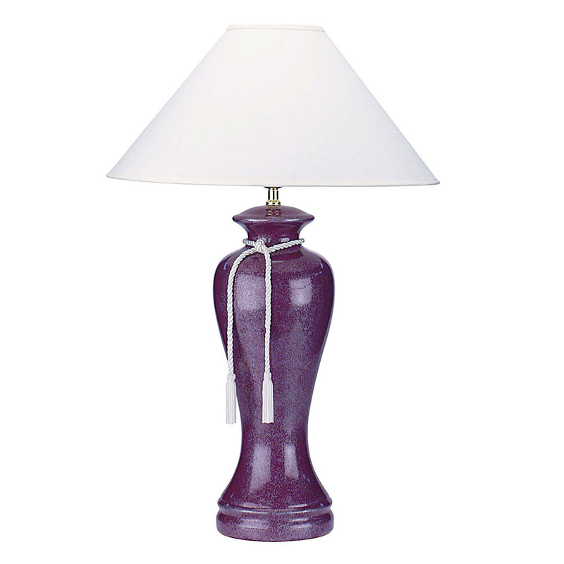 Glaze Ceramic Urn Table Lamp With White Classic Empire Shade - Red Burgundy
