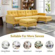 Load image into Gallery viewer, 110&quot; L-Shape Convertible Sectional Sofa Couch with Movable Ottoman for Living Room, Apartment, Office, Yellow
