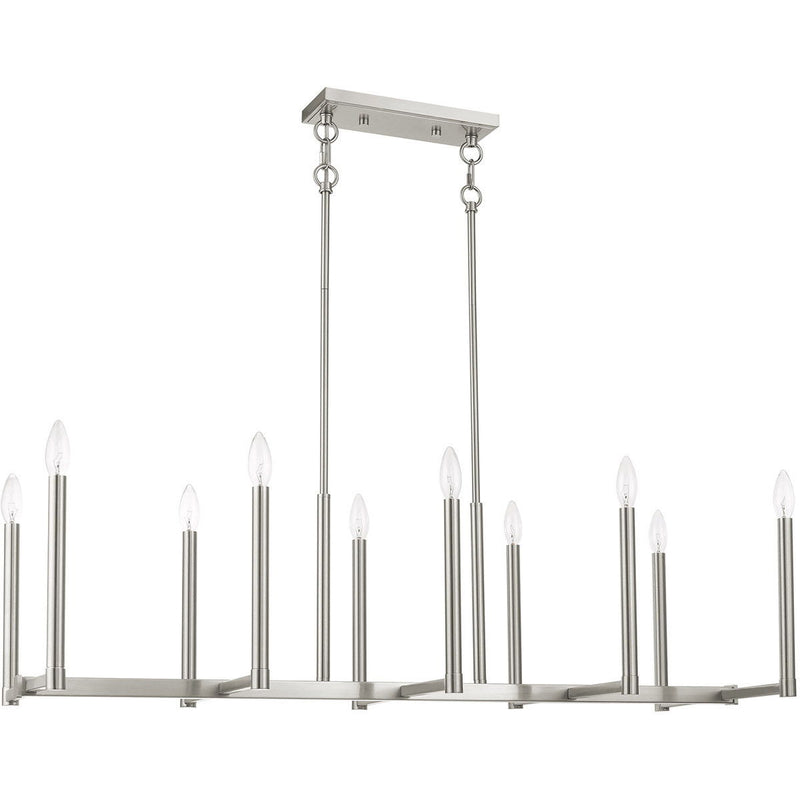18" Ten Light Dimmable Chandelier With Shades - Nickel