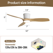 Load image into Gallery viewer, Flush Mount Ceiling Fan With Dimmable LED Light, 3 Blades, Reversible DC Motor Blades For Living Room
