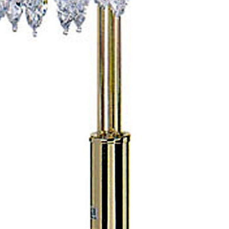 Three Lights Candelabra Floor Lamp With Clear Faux Crystal Shades - Gold