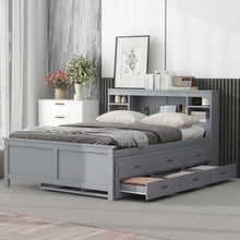 Load image into Gallery viewer, Platform Bed With Storage Headboard, USB, Trundle And 3 Drawers
