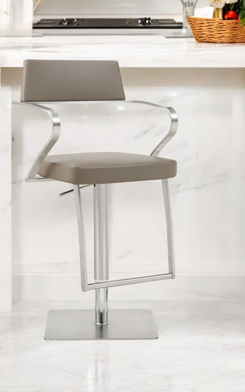 Stainless Steel Bar Chair - Taupe / Silver