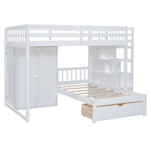 Load image into Gallery viewer, Full Over Twin Bunk Bed with Wardrobe, Drawers, White
