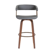 Load image into Gallery viewer, 31" Faux Leather Swivel Bar Height Bar Chair - Gray And Wood Brown

