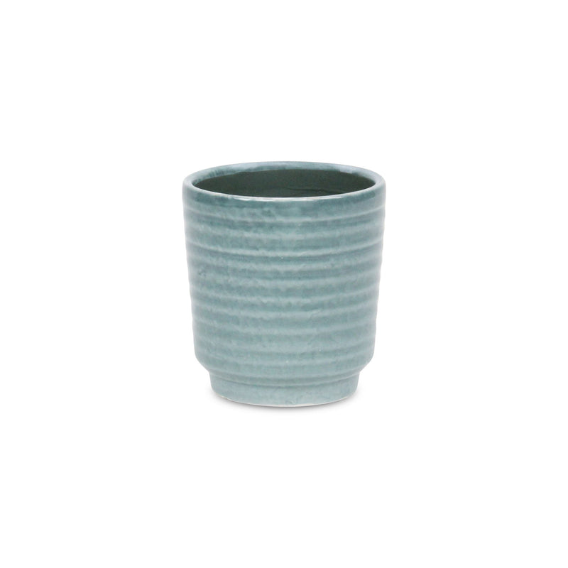 Striped Round Pot Planter (487471) - Green